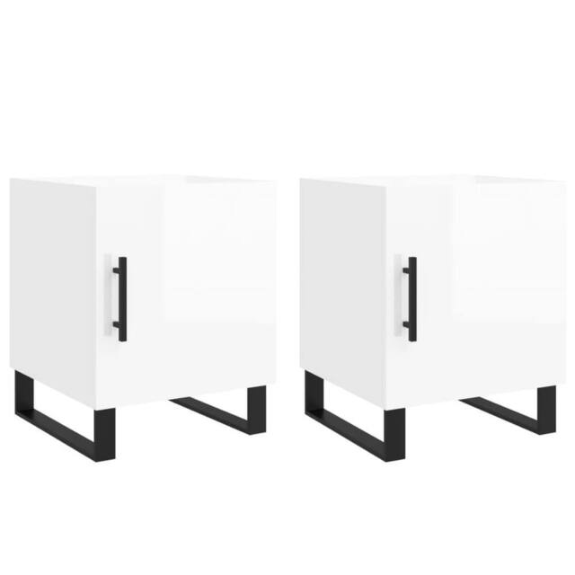 Berkfield Home Bedside Cabinets 2 pcs High Gloss White 40x40x50 cm Engineered Wood - Size: 40 x 40 x 50 cm - image 1