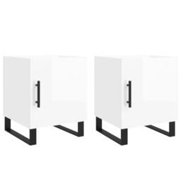 Berkfield Home Bedside Cabinets 2 pcs High Gloss White 40x40x50 cm Engineered Wood - Size: 40 x 40 x 50 cm