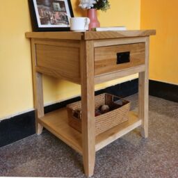 FURNITURE ONE Oak Bedside Table, Bedside Cabinet with Shelf & Drawer - FULLY ASSEMBLY in Light Oak - Size: 1 Pack - thumbnail 2