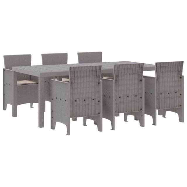 Berkfield Home 7 Piece Garden Dining Set with Cushions Light Grey Poly Rattan - image 1