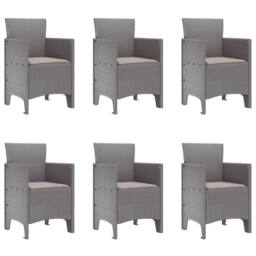 Berkfield Home 7 Piece Garden Dining Set with Cushions Light Grey Poly Rattan - thumbnail 5