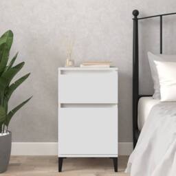 Berkfield Home Bedside Cabinet White 40x35x70 cm - Size: 40 x 35 x 70 cm - thumbnail 2