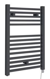 Balterley Electric Vertical Square Towel Rail 300 Watt Anthracite 690x 500mm in Grey - thumbnail 1