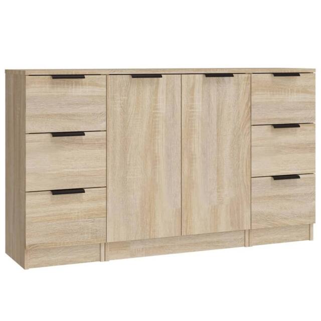 Berkfield Home Sideboards 3 pcs Sonoma Oak Engineered Wood in Light Brown - image 1