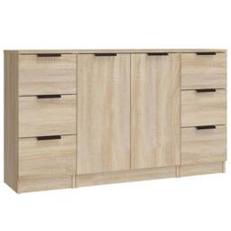 Berkfield Home Sideboards 3 pcs Sonoma Oak Engineered Wood in Light Brown - thumbnail 1