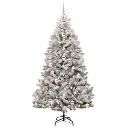 Berkfield Home Artificial Christmas Tree Green & White 180 cm PVC & Metal - thumbnail 4