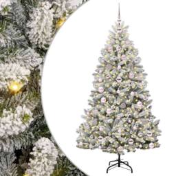 Berkfield Home Artificial Christmas Tree Green & White 180 cm PVC & Metal - thumbnail 2