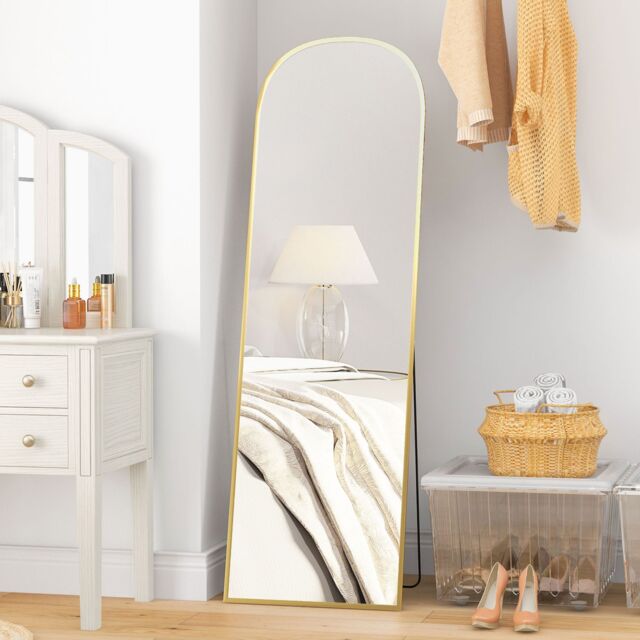 HOMCOM Full Length Mirror with Aluminium Alloy Frame Hanging Leaning Gold - Size: Small - image 1