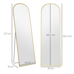 HOMCOM Full Length Mirror with Aluminium Alloy Frame Hanging Leaning Gold - Size: Small - thumbnail 3