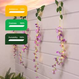 Gardenwize 6 Hanging Solar Wisteria Flower String Lights with LEDs in Purple - thumbnail 3