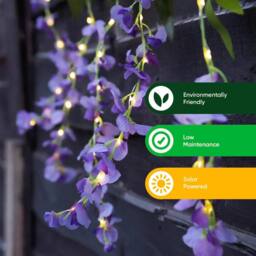 Gardenwize 6 Hanging Solar Wisteria Flower String Lights with LEDs in Purple - thumbnail 4