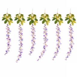 Gardenwize 6 Hanging Solar Wisteria Flower String Lights with LEDs in Purple - thumbnail 1