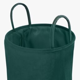 OHS Velvet Storage Basket Hamper Clothes Toys Organiser Fabric Bag in Dark Green - thumbnail 4