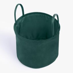 OHS Velvet Storage Basket Hamper Clothes Toys Organiser Fabric Bag in Dark Green - thumbnail 3