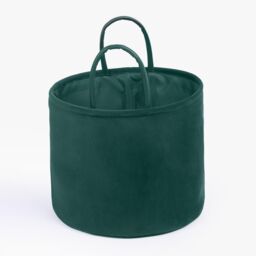 OHS Velvet Storage Basket Hamper Clothes Toys Organiser Fabric Bag in Dark Green - thumbnail 6