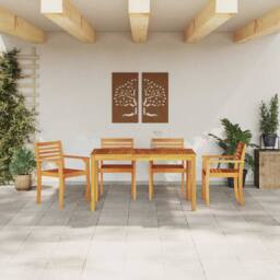 Berkfield Home Stylish 5-Piece Garden Dining Set in Solid Acacia Wood in Brown - thumbnail 4