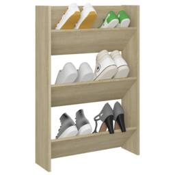 Berkfield Home Wall Shoe Cabinet Sonoma Oak 60x18x90 cm Engineered Wood in Light Sand - Size: 60 x 18 x 90 cm - thumbnail 1