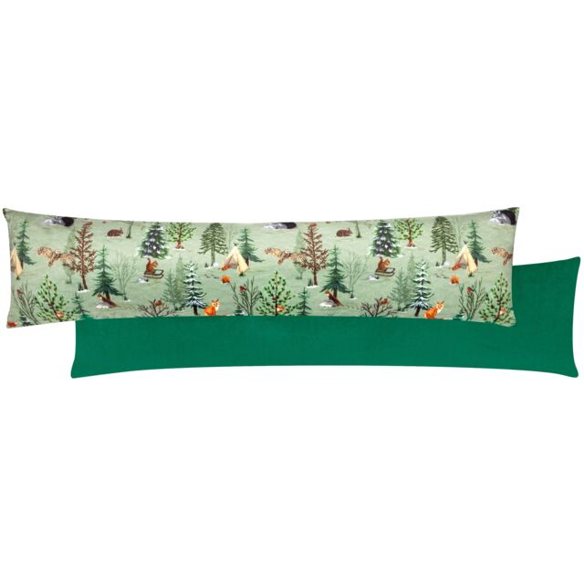 Furn . Lodge Wood Velvet Draught Excluder in Green - image 1