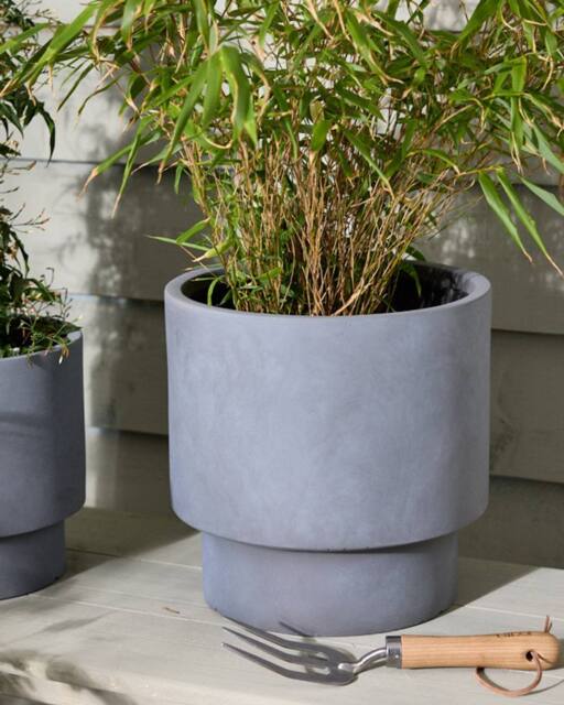 Dibor Medium Light Grey Fibre Clay Indoor Outdoor Garden Planter Houseplant Flower Plant Pot H30 x Dia30cm - image 1