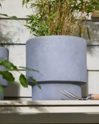 Dibor Medium Light Grey Fibre Clay Indoor Outdoor Garden Planter Houseplant Flower Plant Pot H30 x Dia30cm - thumbnail 3