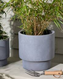 Dibor Medium Light Grey Fibre Clay Indoor Outdoor Garden Planter Houseplant Flower Plant Pot H30 x Dia30cm - thumbnail 1