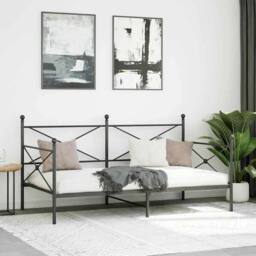 Berkfield Home Durable Day Bed without Mattress Black 100x200 cm Steel