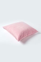 Homescapes Velvet Cushion Cover 100% Cotton, Soft & Machine Washable in Pink - Size: 60 cm x 60 cm - thumbnail 3