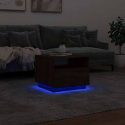 Berkfield Home Coffee Table with LED Lights Brown Oak 50x49x40 cm - Size: 50 x 49 x 40 cm - thumbnail 5