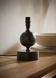 ValueLights Anthony Candlestick Metal Squat Ball Table Lamp Base in Brown