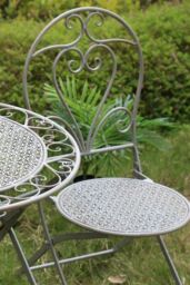 Glamhaus Metal Bistro 3 Piece Set Patio Garden Furniture Antique Grey - thumbnail 5