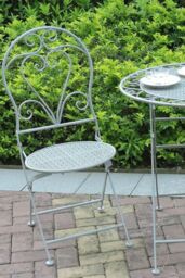 Glamhaus Metal Bistro 3 Piece Set Patio Garden Furniture Antique Grey - thumbnail 4