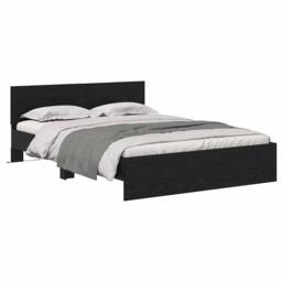 Berkfield Home Bed Frame with Headboard Black Oak 135 x 190 cm Engineered Wood - thumbnail 3