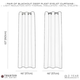 Happy Homewares Black Out Thermal Eyelet Curtains - Room Darkening Polyester 2 Panel Pair in Purple - Size: 168 cm width x 214 cm drop - thumbnail 7