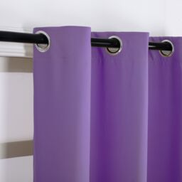 Happy Homewares Black Out Thermal Eyelet Curtains - Room Darkening Polyester 2 Panel Pair in Purple - Size: 168 cm width x 214 cm drop - thumbnail 8