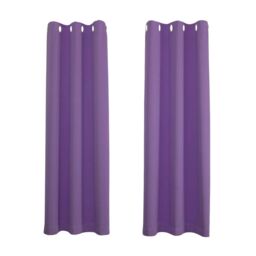Happy Homewares Black Out Thermal Eyelet Curtains - Room Darkening Polyester 2 Panel Pair in Purple - Size: 168 cm width x 214 cm drop - thumbnail 1