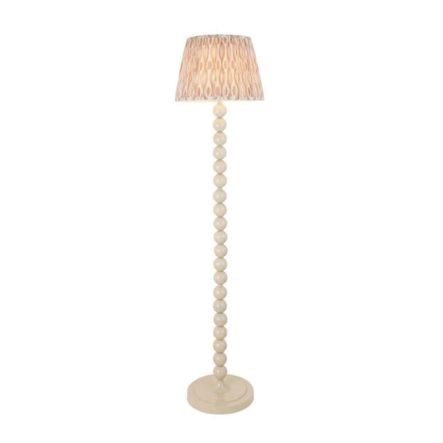 Netlighting Higgledy Gloss Almond White Floor Lamp Fabric Ikat Shade 35cm E27 - image 1