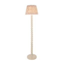 Netlighting Higgledy Gloss Almond White Floor Lamp Fabric Ikat Shade 35cm E27 - thumbnail 1