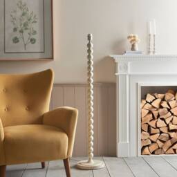Netlighting Higgledy Gloss Almond White Floor Lamp Fabric Ikat Shade 35cm E27 - thumbnail 5