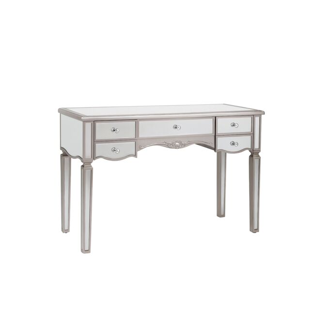 Melody Maison Large Mirrored Dressing Table - Tiffany Range in Metallic Silver - image 1