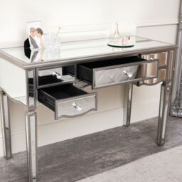 Melody Maison Large Mirrored Dressing Table - Tiffany Range in Metallic Silver - thumbnail 6