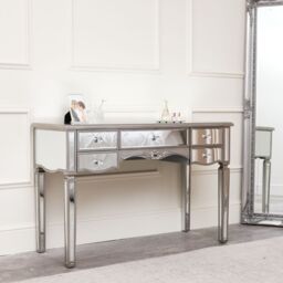 Melody Maison Large Mirrored Dressing Table - Tiffany Range in Metallic Silver - thumbnail 3