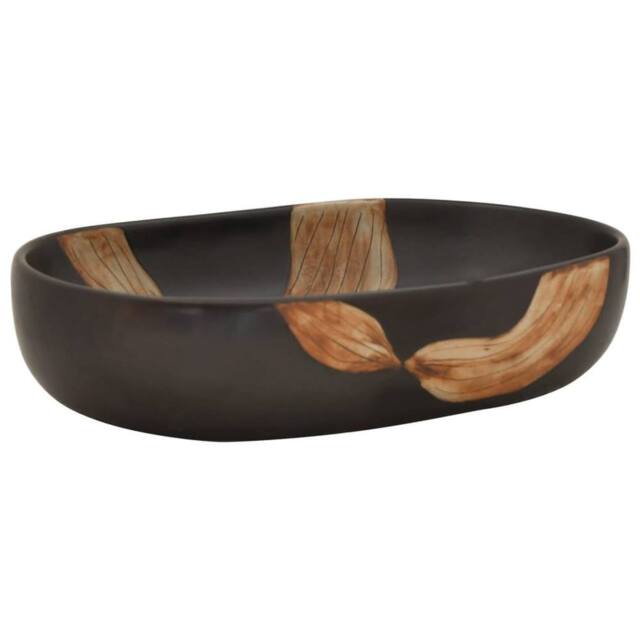 Berkfield Home Countertop Basin Black Oval 59x40x14 cm Ceramic - Size: 59 x 40 x 14 cm - image 1