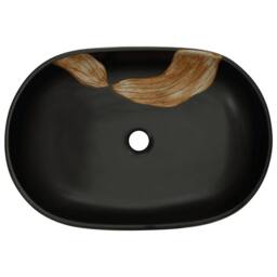 Berkfield Home Countertop Basin Black Oval 59x40x14 cm Ceramic - Size: 59 x 40 x 14 cm - thumbnail 6