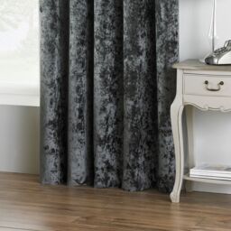 Paoletti Verona Crushed Velvet Eyelet Curtains in Metallic Silver - Size: 229 cm width x 229 cm drop - thumbnail 3