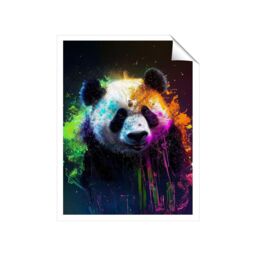 "Warren Reed - Designer Panda Face Splashart Colourful Unframed Art Print - Size: W20"" x H30""" - thumbnail 1