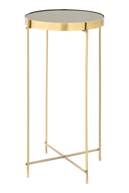 Orsina Silver Mirror Tall Side Table, Contemporary Mirrored Glass Table, Slim Tubular Chrome Legs, Luxe Side Table in Black - image 1