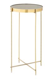 Orsina Silver Mirror Tall Side Table, Contemporary Mirrored Glass Table, Slim Tubular Chrome Legs, Luxe Side Table in Black - thumbnail 1