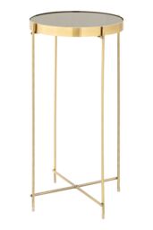 Orsina Silver Mirror Tall Side Table, Contemporary Mirrored Glass Table, Slim Tubular Chrome Legs, Luxe Side Table in Black - thumbnail 3