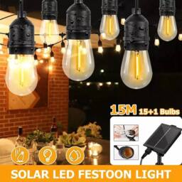 EONLION 15M Solar S14 Festoon String Lights in Black - Size: 100 cm - thumbnail 5