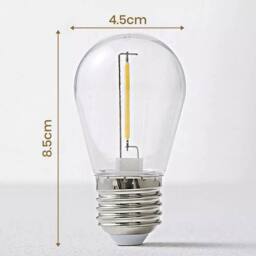EONLION 15M Solar S14 Festoon String Lights in Black - Size: 100 cm - thumbnail 2